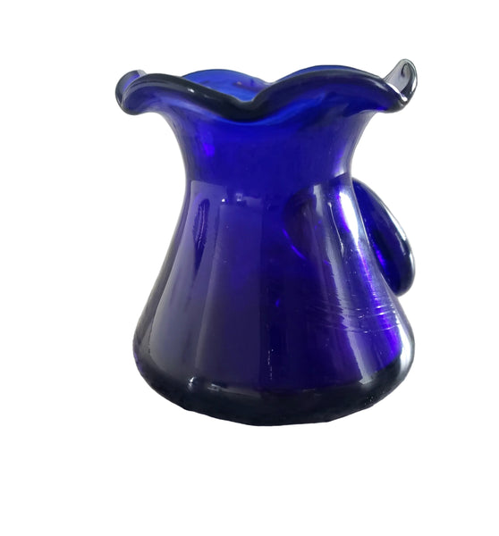 Vintage Hand Blown Cobalt Blue Art Glass Vase Pineapple 3 inch by John Shelton