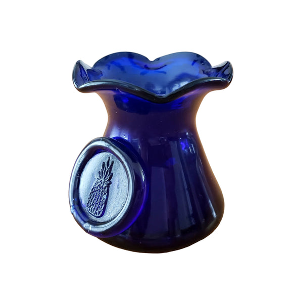 Vintage Hand Blown Cobalt Blue Art Glass Vase Pineapple 3 inch by John Shelton