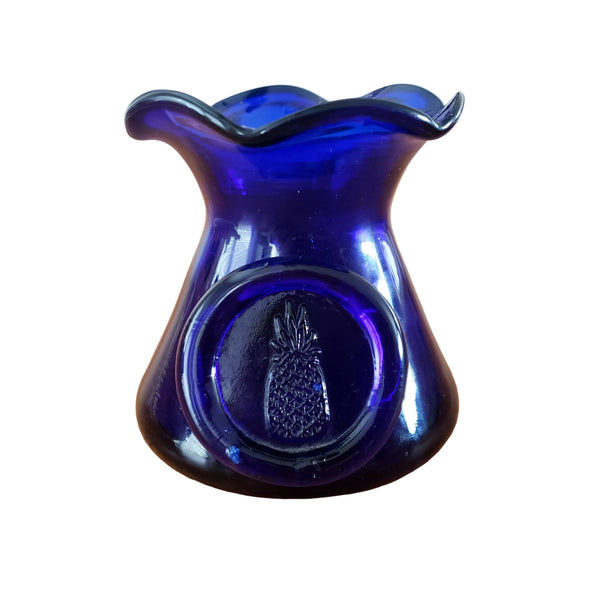 Vintage Hand Blown Cobalt Blue Art Glass Vase Pineapple 3 inch by John Shelton