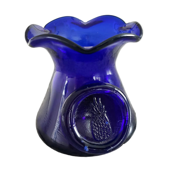 Vintage Hand Blown Cobalt Blue Art Glass Vase Pineapple 3 inch by John Shelton