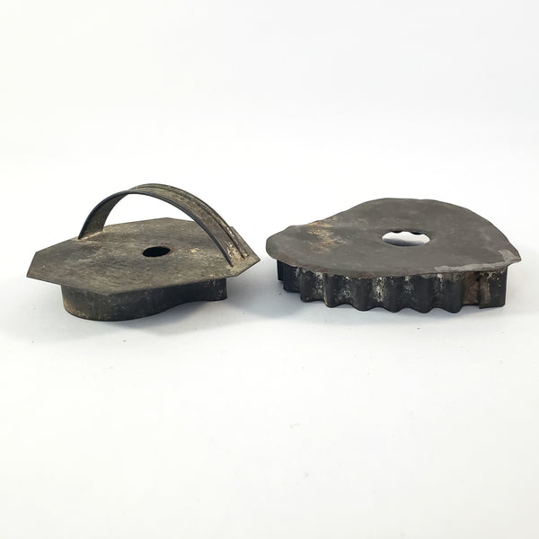 Pair of Antique Tin Soldered Heart Cookie Cutters