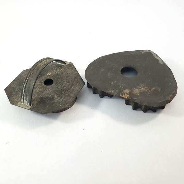 Pair of Antique Tin Soldered Heart Cookie Cutters
