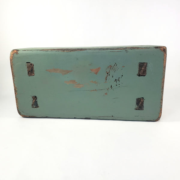 American Painted Blue-Green Foot Stool with Mortise & Tenon Construction