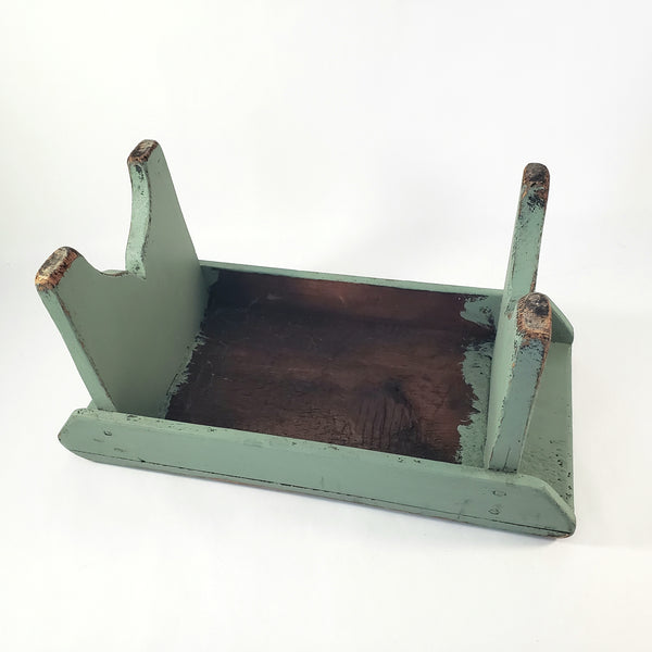 American Painted Blue-Green Foot Stool with Mortise & Tenon Construction