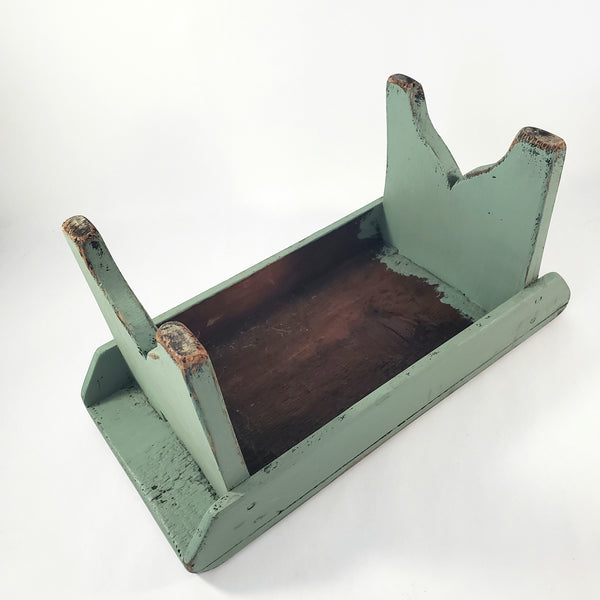 American Painted Blue-Green Foot Stool with Mortise & Tenon Construction
