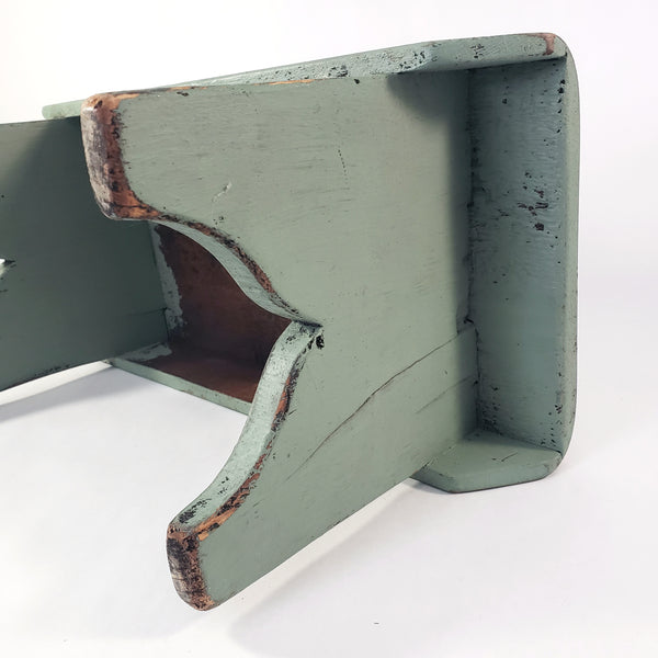 American Painted Blue-Green Foot Stool with Mortise & Tenon Construction