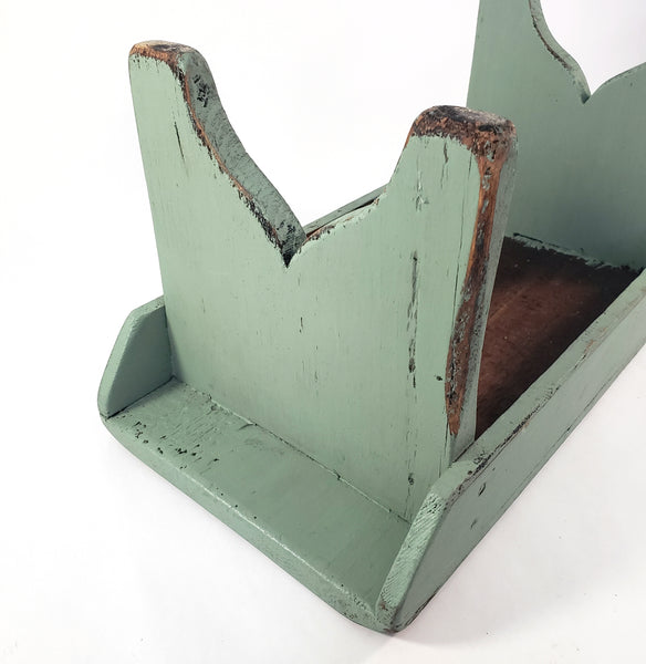 American Painted Blue-Green Foot Stool with Mortise & Tenon Construction