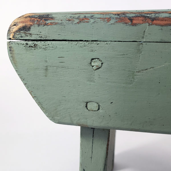American Painted Blue-Green Foot Stool with Mortise & Tenon Construction