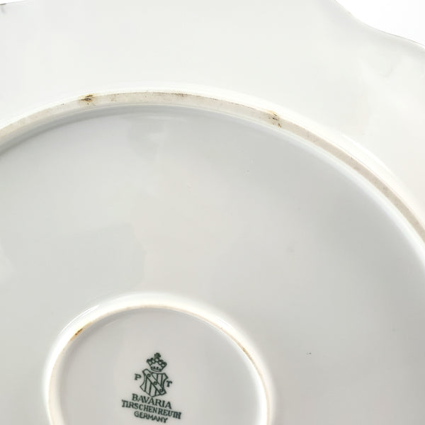 Hand-Painted Tirschenreuth Serving Plate Pink Dogwood Blossoms Gold Trim Artist Signed Germany