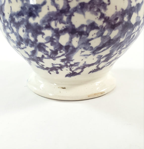 Antique English Purple & Blue Spatterware Sugar Bowl with Lid