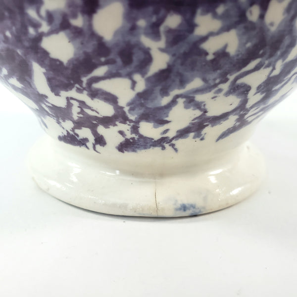 Antique English Purple & Blue Spatterware Sugar Bowl with Lid