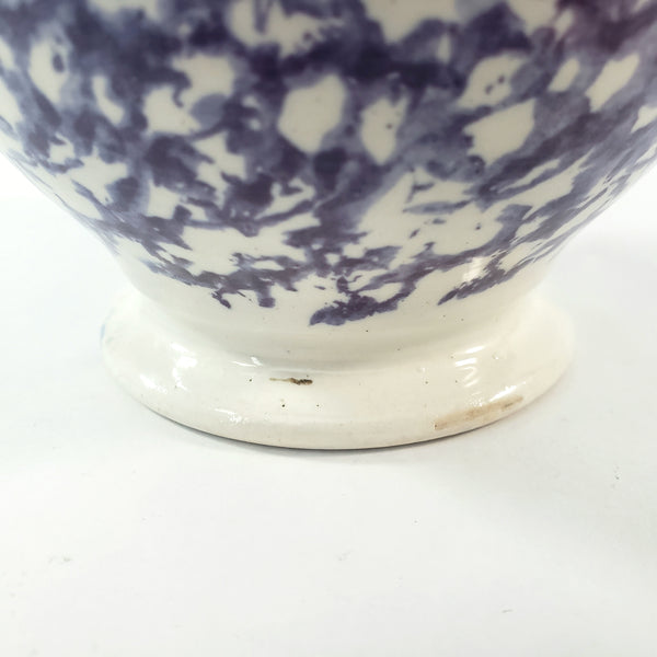 Antique English Purple & Blue Spatterware Sugar Bowl with Lid