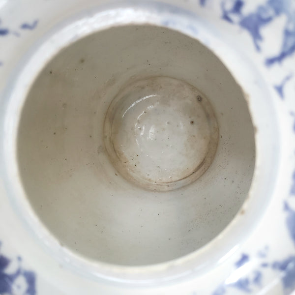 Antique English Purple & Blue Spatterware Sugar Bowl with Lid
