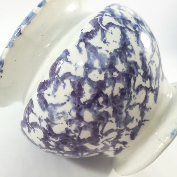 Antique English Purple & Blue Spatterware Sugar Bowl with Lid
