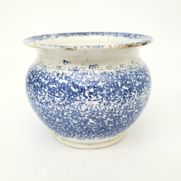 Antique English Blue Spatterware Sponged Sugar Bowl No Lid