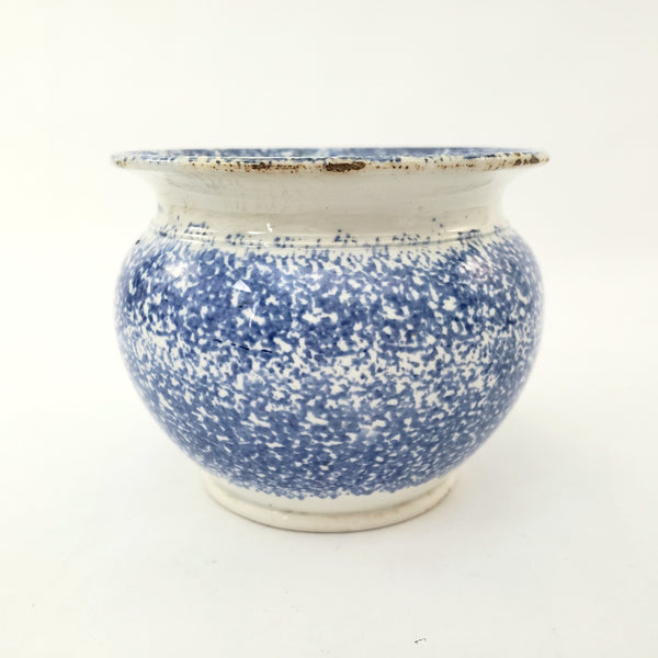 Antique English Blue Spatterware Sponged Sugar Bowl No Lid
