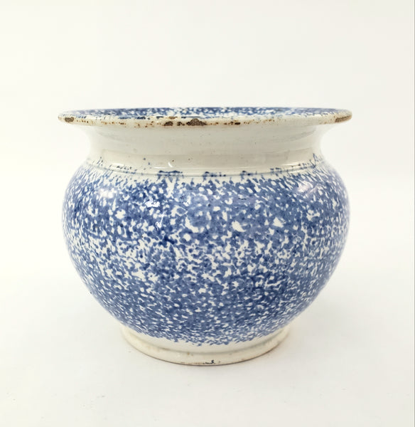 Antique English Blue Spatterware Sponged Sugar Bowl No Lid