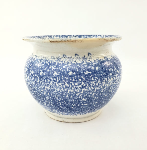 Antique English Blue Spatterware Sponged Sugar Bowl No Lid