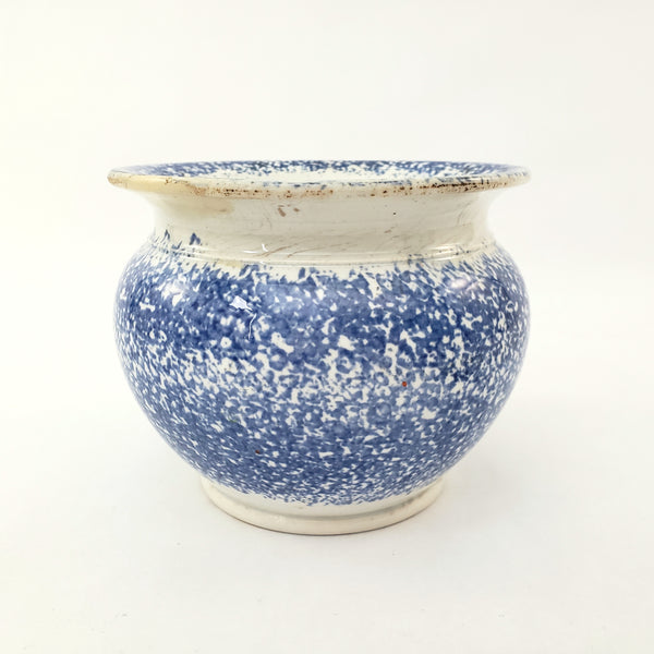 Antique English Blue Spatterware Sponged Sugar Bowl No Lid