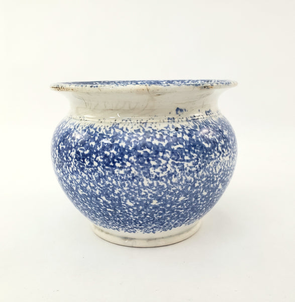 Antique English Blue Spatterware Sponged Sugar Bowl No Lid