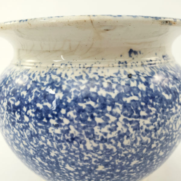 Antique English Blue Spatterware Sponged Sugar Bowl No Lid