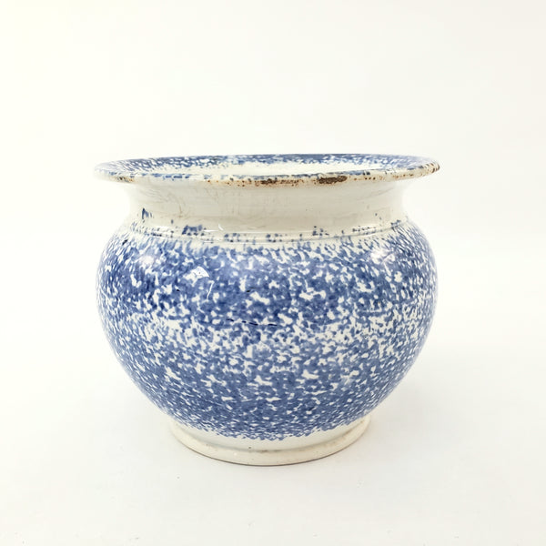 Antique English Blue Spatterware Sponged Sugar Bowl No Lid