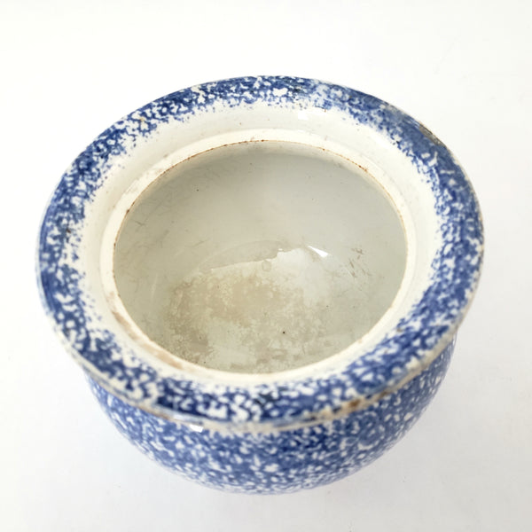 Antique English Blue Spatterware Sponged Sugar Bowl No Lid