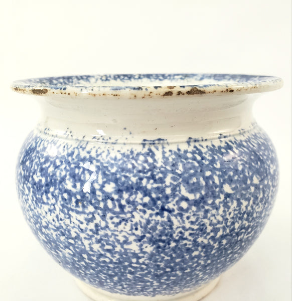 Antique English Blue Spatterware Sponged Sugar Bowl No Lid