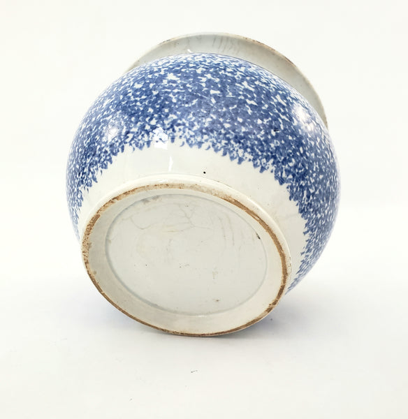 Antique English Blue Spatterware Sponged Sugar Bowl No Lid