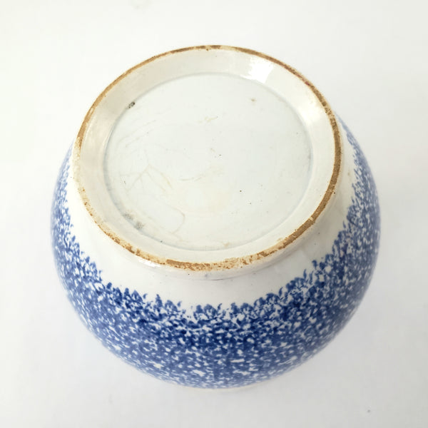 Antique English Blue Spatterware Sponged Sugar Bowl No Lid