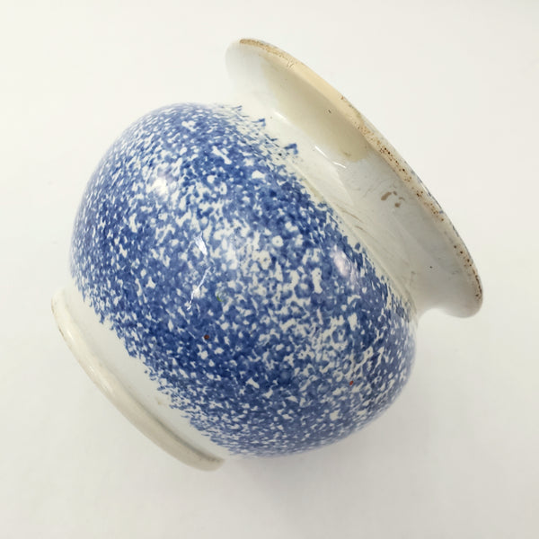 Antique English Blue Spatterware Sponged Sugar Bowl No Lid