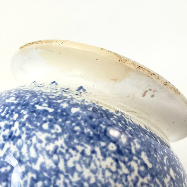 Antique English Blue Spatterware Sponged Sugar Bowl No Lid