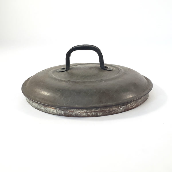 Rustic Antique Gray-Black Enamelware Berry Picking Bucket Tin Lid