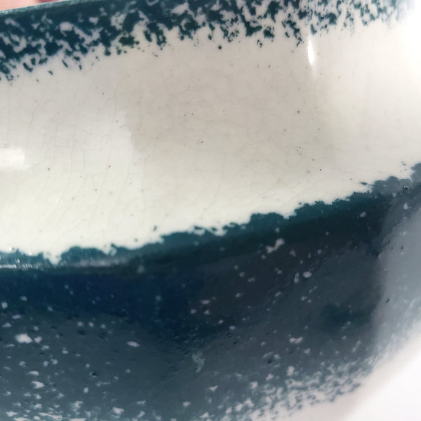 19th Century Green Spatterware Spongeware Covered Bowl