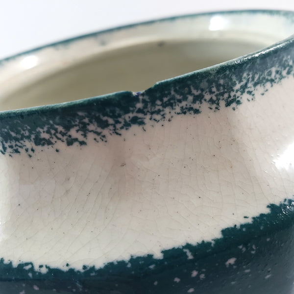 19th Century Green Spatterware Spongeware Covered Bowl