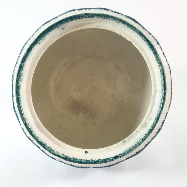 19th Century Green Spatterware Spongeware Covered Bowl