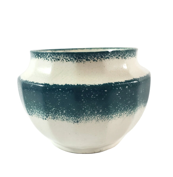 19th Century Green Spatterware Spongeware Covered Bowl