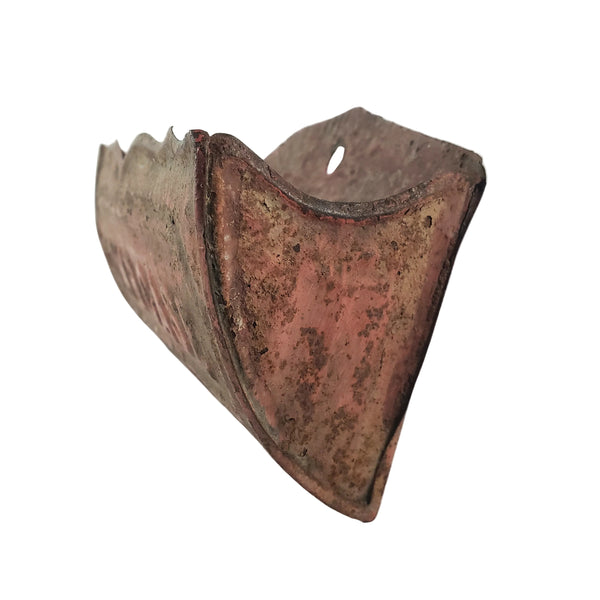 Antique Rustic Red Tin Wall Comb Case Wall Pocket Victorian Art Deco Era