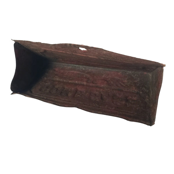 Antique Rustic Red Tin Wall Comb Case Wall Pocket Victorian Art Deco Era