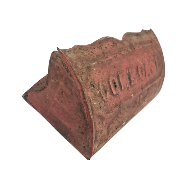 Antique Rustic Red Tin Wall Comb Case Wall Pocket Victorian Art Deco Era