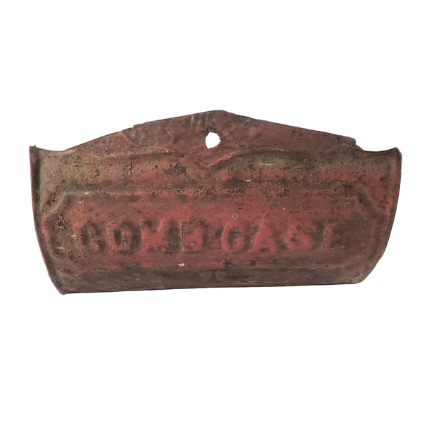 Antique Rustic Red Tin Wall Comb Case Wall Pocket Victorian Art Deco Era