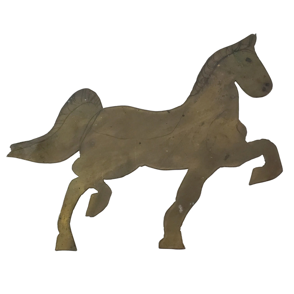 Vintage Flat Stamped Brass "Prancing Horse" Craft Blank Template Cut-Out