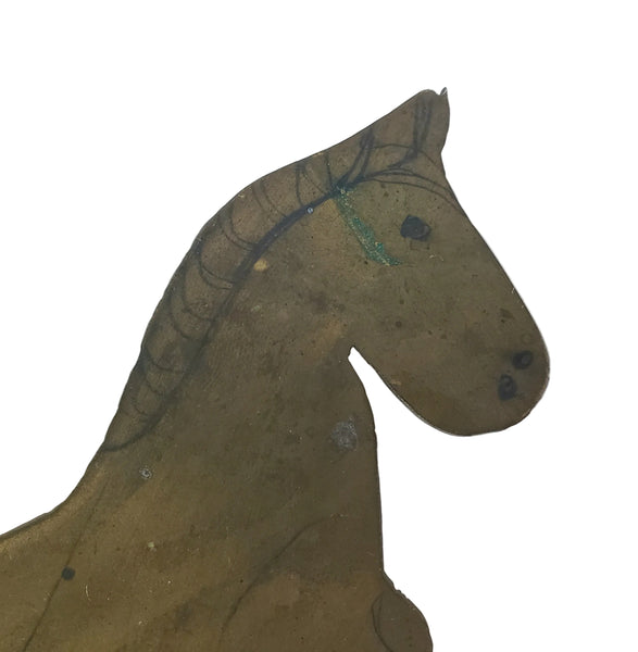 Vintage Flat Stamped Brass "Prancing Horse" Craft Blank Template Cut-Out
