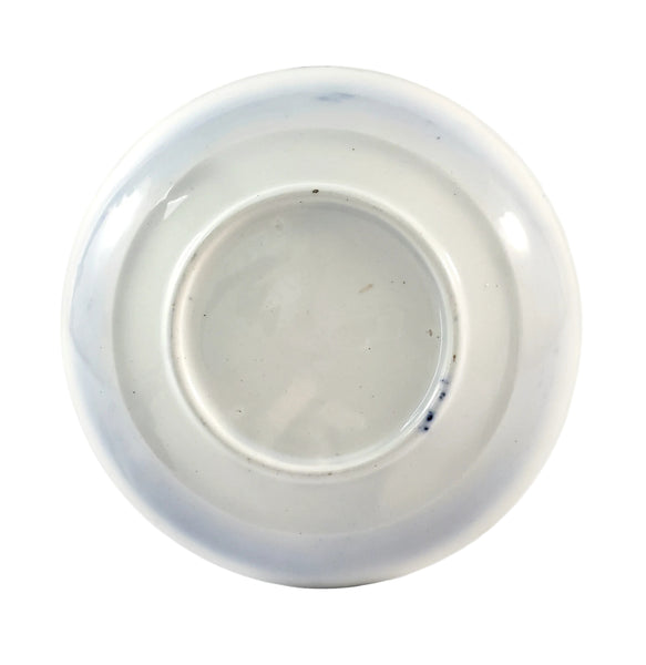 Antique Flow Blue Ceramic Handleless Cup & Saucer Amish Snowflake Staffordshire
