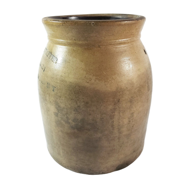 19th Century Stoneware Merchant Crock 3 Quart CW Schaffer Grocer Kingston New York