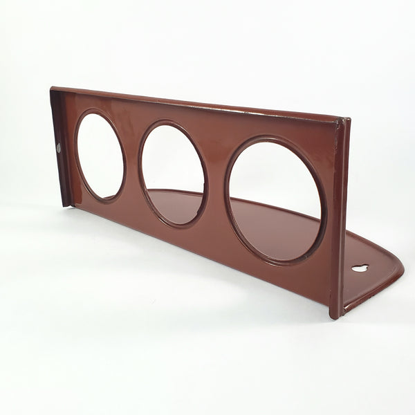 Vintage Brown German Enamelware Kitchen Laundry Wall Rack with 3 Matching Storage Cups