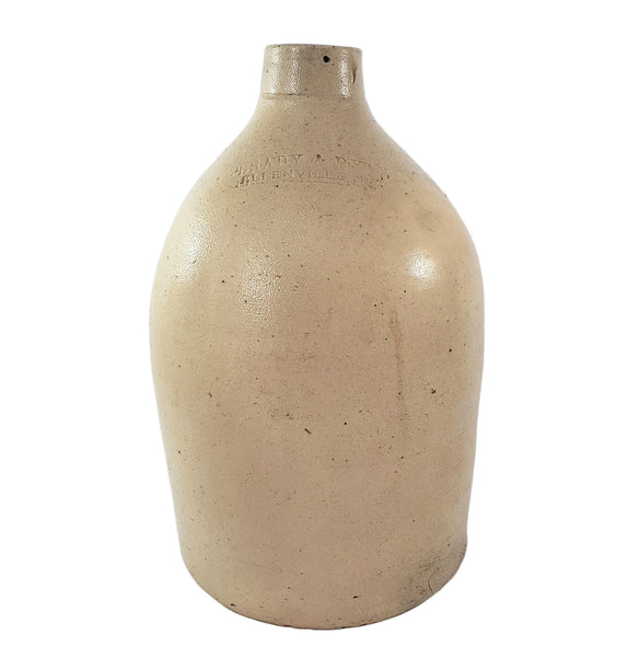 Antique Salt Glazed Stoneware Jug 1 Gallon Brady & Ryan Ellenville New York