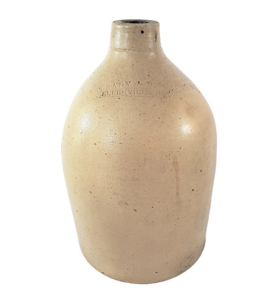 Antique Salt Glazed Stoneware Jug 1 Gallon Brady & Ryan Ellenville New York