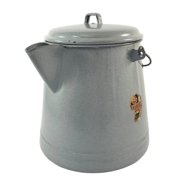 Vintage Large Gray Enamelware Chuckwagon Cowboy Coffee Pot 2 Gallon Public Brand