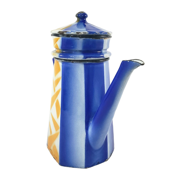 Vintage Art Deco Enamelware French Biggin Coffee Pot by Aubeco